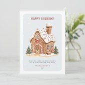 Kerstkaart met huis van peperkoek (Staand voorkant)