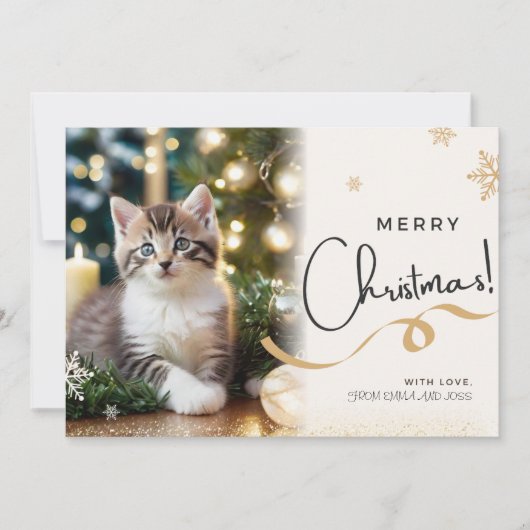 Kerstkaart met huisdier kat (Voorkant)
