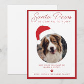 Kerstkaart met huisdierfoto 'Santa Paws' (Voorkant / Achterkant)