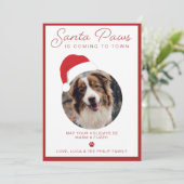 Kerstkaart met huisdierfoto 'Santa Paws' (Staand voorkant)