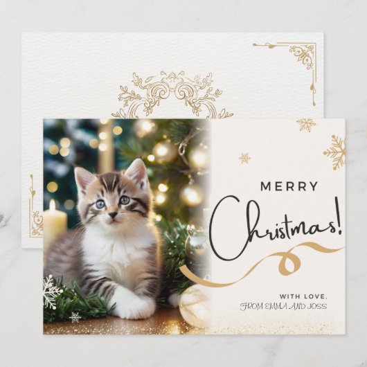 Kerstkaart met huisdierkat (Voorkant / Achterkant)