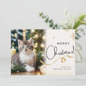 Kerstkaart met huisdierkat (Staand voorkant)