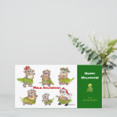 Kerstkaart met Hula Hamsters 'Mele Kalikimaka' (Staand voorkant)