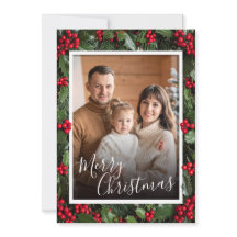 Kerstkaart met hulst rand