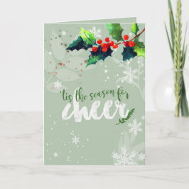 Kerstkaart met hulstbessen feestdagen kaart