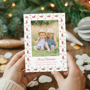 Kerstkaart met Hulstbessen 'Holly Berry Merry Chri Kaart