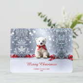 Kerstkaart met ijsbeer (Staand voorkant)