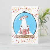 Kerstkaart met ijsbeer in sneeuwbol (Staand voorkant)