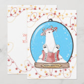 Kerstkaart met ijsbeer in sneeuwbol (Voorkant / Achterkant)