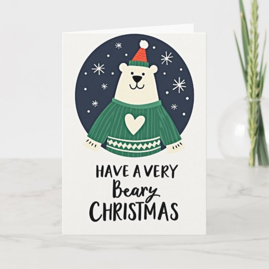 Kerstkaart met ijsbeer kaart (Voorkant)