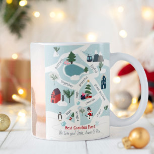 kerstkaart met illustraties koffiemok