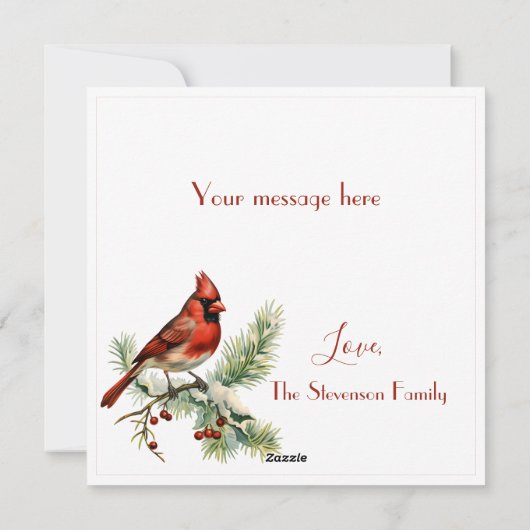 Kerstkaart met inspirerende kardinaal voor de fees (Achterkant)