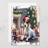 Kerstkaart met Jack Russell in Santa-hoed (Voorkant / Achterkant)