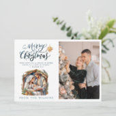 Kerstkaart met Jezus in de kribbe Kerstkaart (Staand voorkant)