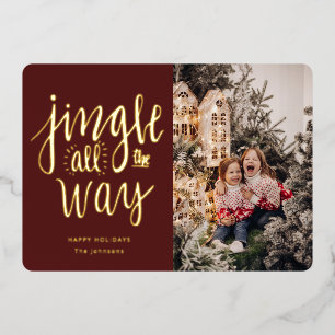 Kerstkaart met Jingle All the Way Fun Folie Feestdagenkaart