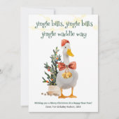 Kerstkaart met Jingle Waddle Way Grappige Eend (Voorkant)