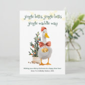 Kerstkaart met Jingle Waddle Way Grappige Eend (Staand voorkant)