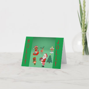 KERSTKAART MET JOOLIGE KERSTMAN EN ELFEN KAART