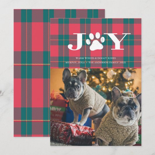 Kerstkaart met JOY gevulde poten en huisdierfoto Kaart (Voorkant / Achterkant)