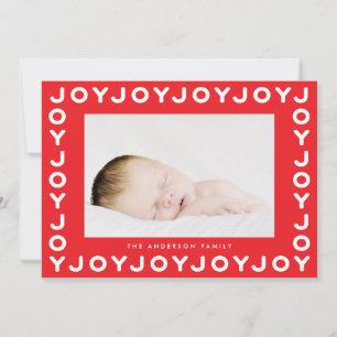 Kerstkaart met Joy Joy Joy Rood Kader Vakantiefoto