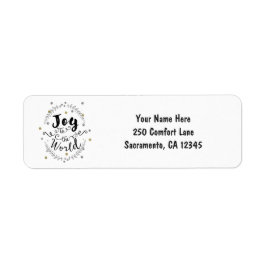 Kerstkaart met Joy to the World in robuuste zilver Etiket