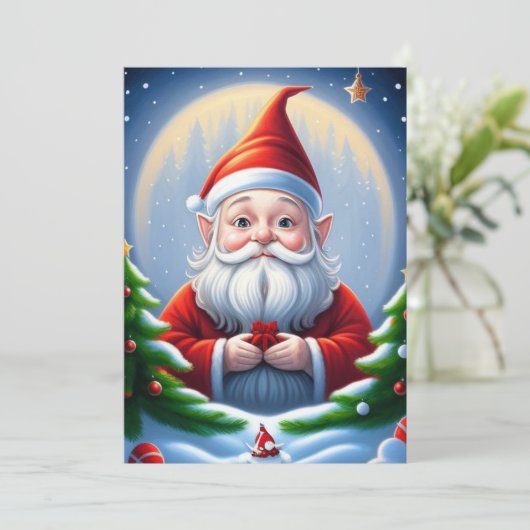 Kerstkaart met kabouter (Staand voorkant)