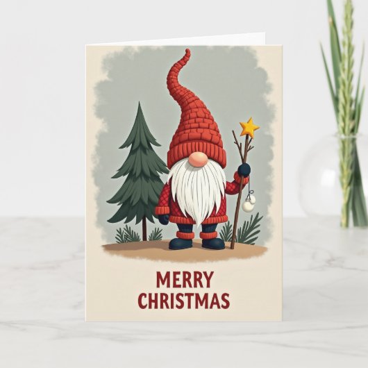 Kerstkaart met Kabouter Kaart (Voorkant)