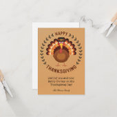 Kerstkaart met kalkoen voor Thanksgiving Kaart (Voorkant / Achterkant in situ)