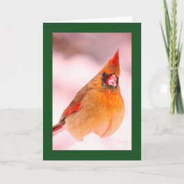 KERSTKAART MET KARDINAAL IN DE SNEEUW NOTITIEKAARTJE
