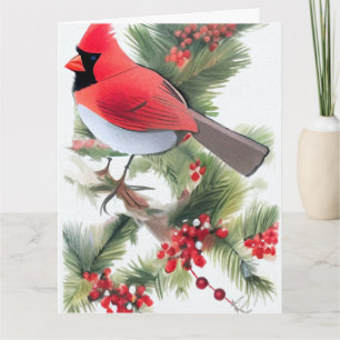 Kerstkaart met kardinaal kunstkaart kaart