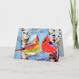 Kerstkaart met Kardinalen Feestdagen Kaart