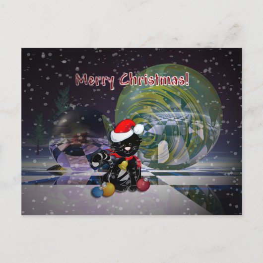 Kerstkaart met kat feestdagenkaart (Voorkant)