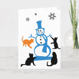 Kerstkaart met kat "Lopen in een winterwonderland" Feestdagen Kaart