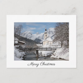 Kerstkaart met kerk in sneeuw in de Alpen Briefkaart