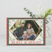 Kerstkaart met Kerst Plaid Geometrisch Kaart (Staand voorkant)