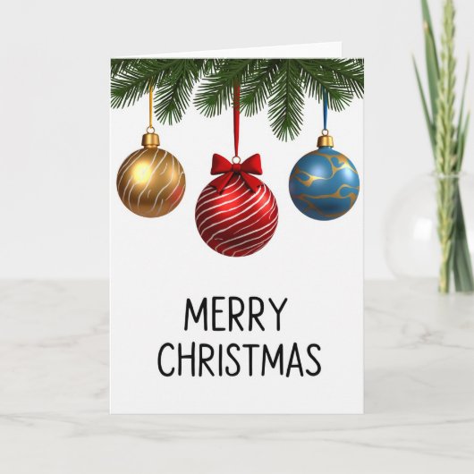 Kerstkaart met kerstballen kaart (Voorkant)