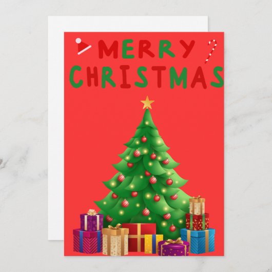 Kerstkaart met kerstboom  (Voorkant / Achterkant)