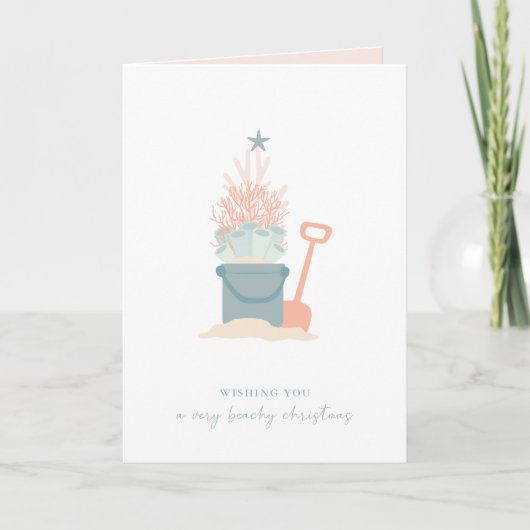 Kerstkaart met Kerstboom aan de kust Feestdagen Kaart (Voorkant)