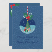 Kerstkaart met kerstboom en cadeaus (Voorkant / Achterkant)