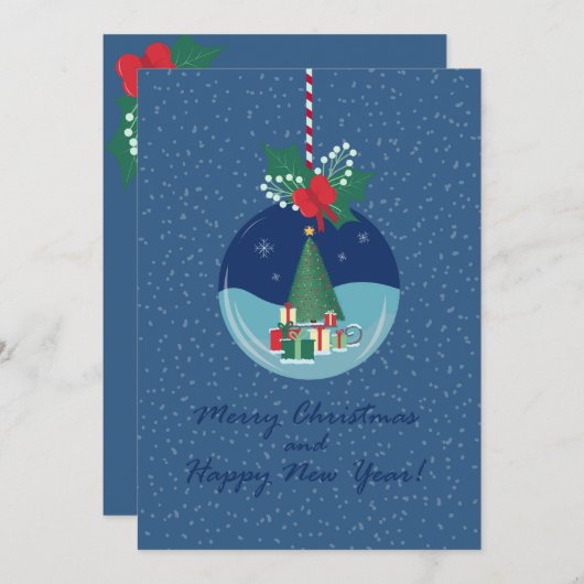 Kerstkaart met kerstboom en cadeaus (Voorkant / Achterkant)