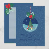 Kerstkaart met kerstboom en cadeaus als ornament (Voorkant / Achterkant)