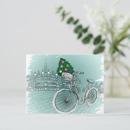 Kerstkaart Met Kerstboom Feestdagenkaart (Staand voorkant)