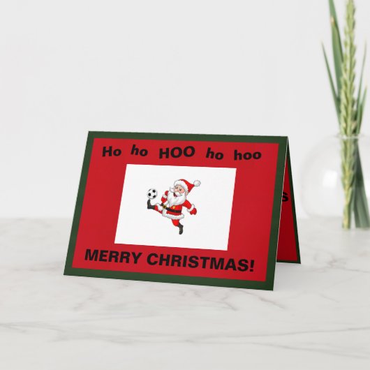 Kerstkaart met kerstcadeauvoetballer kaart (Voorkant)