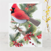 Kerstkaart met kerstkaart van kardinaal Art Kaart (Gele Bloem)