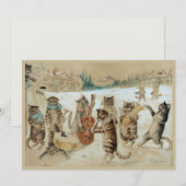 Kerstkaart met kerstliedjes zingende katten (Voorkant / Achterkant)