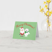 Kerstkaart met Kerstman en ijsbeer Kaart (Gele Bloem)