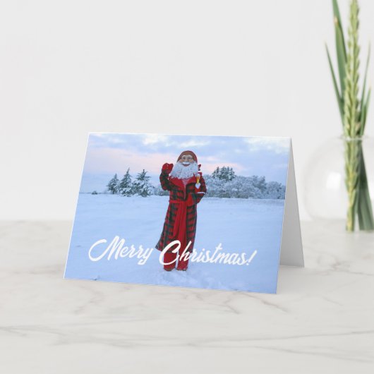 Kerstkaart met Kerstman en Kip! Bedankkaart (Voorkant)