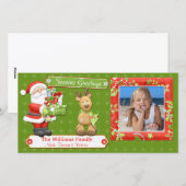 Kerstkaart met Kerstman en rendieren (Voorkant / Achterkant)