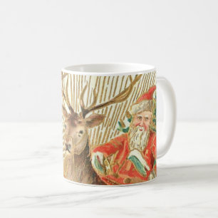 Kerstkaart met Kerstman en Rendieren Koffiemok