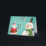 Kerstkaart met Kerstman en sneeuwman Feestdagen Kaart<br><div class="desc">Kerstkaart met Kerstman en sneeuwman. Vector. Editable © en ® Bigstock® - Alle Voorgebe*houde Rechten.</div>